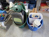 2 GARDEN CARTS, WATER COOLER, TRASH CANS & MORE