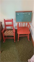 Set 2 Child's Rockers and 1 Chalkboard