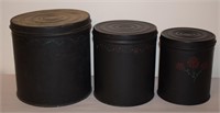 (K) Black Painted Tin Graduated Canister Set