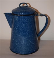 (K) Blue Speckled Enamel Coffee Pot