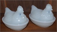 (K) Pair of Hens on Nest Candy Dishes