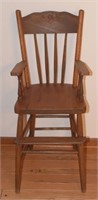 (K) Antique Pressed Back High Chair