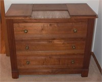 (L) 3-Drawer Walnut Marble Top Dresser