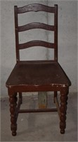 (BS) Lot of 4 Brown Painted Ladder Back Chairs