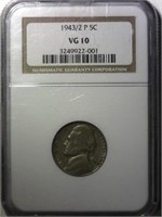 1943/2 P NGC Certified War Nickel