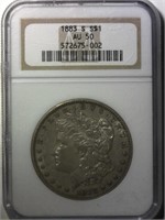 1883 S NGC AU50 Morgan Silver Dollar