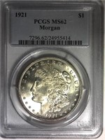 1921 PCGS MS62 Morgan Silver Dollar