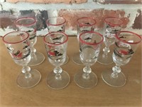 Lot of 8 Vintage Cordial Glasses
