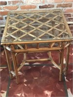 Rattan Glass Top Square Side Table