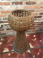 Brown Wicker Plant Stand