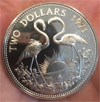 1971 Bahamas Two Dollars Silver Coin