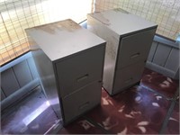 Pair of 2 Drawer Metal Filing Cabinets