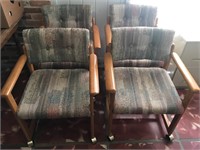 Lot of 4 Rolling Dining Chairs