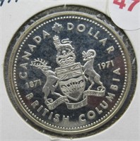 1971 Canada British Columbia silver dollar.