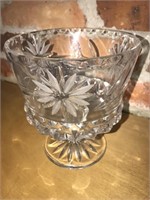 Pressed / Cut Glass Footed Candy Dish / Vase