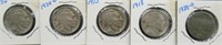 (5) Buffalo nickels. Dates include 1913, 1918,