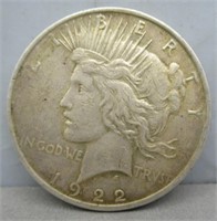 1922 Peace silver dollar.