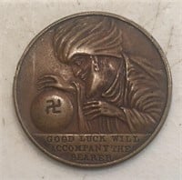 1920s 1930s Good Luck Bronze Coin