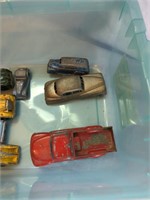 Container w/ Antique Metal Cars