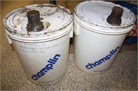 Champlin oil buckets -Plastic w/metal lids/spouts