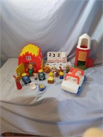 Assorted pieces of the Little Tikes People Farm