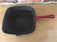 Red Cast Iron Square Fry Pan