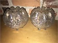 Pair of Iridescent Grape Design Carnival Glass
