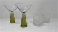 Funky Art Glass Martini Glasses & Rocks