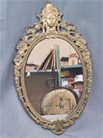 Antique French Bronze Caryatid Head Wall Mirror
