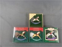 4 1980's Hallmark Rocking Horse Ornaments