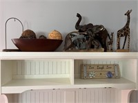 Elephant Figurines, Wood Bowl