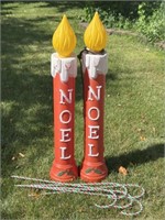 2 Blow Mold Noel Candle Lawn Ornaments