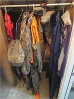 Collection of misc. hunting clothes and tree