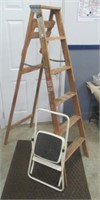 Wood step ladder and step stool.