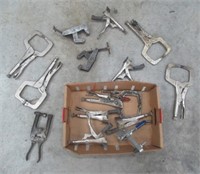 Box of various Vise Grip clamps, various clamps,