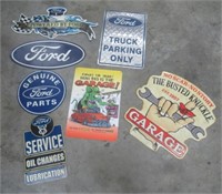 Lot of (7) garage signs including Rat Fink, Ford