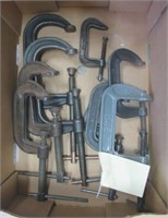 (9) Adjustable C-clamps. Largest 6".