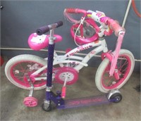 Hello Kitty child's bike and Bratz scooter.