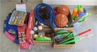 Large group of misc. sports items and kids toys