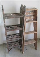 (2) Ladders including 4' wood step ladder and 16'