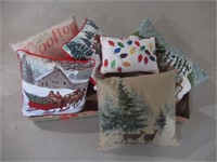 (7) Christmas throw pillows.