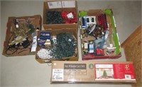 (5) Boxes of Christmas items including lights,