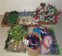 (6) Groups of home décor including 4th of July,