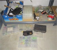 Large group of fishing tackle including lures,
