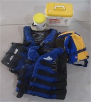 Lot that includes (3) life jackets, insulated