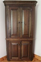 Dark Stained Wood 5-Shelf Corner Cabinet