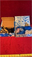 2 boxes of vintage doll cloths