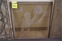 Vintage Etched Glass Picture