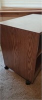 WOODEN TELEVISION STAND WITH WHEELS 
20 3/4" H X