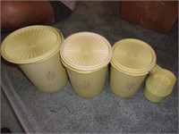 OLD CANISTER SET COFFE FILTER PLATES MEASURING